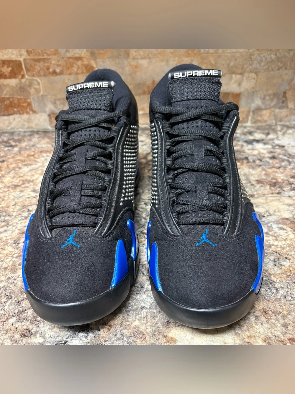 Air Jordan 14 Retro x Supreme Black/Varsity Royal/Chrome 2019 BV7630-004 Size 8
